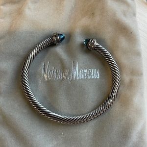 David Yurman Cable Classic Collection® Bracelet w/ Blue Topaz and Diamonds, 5mm